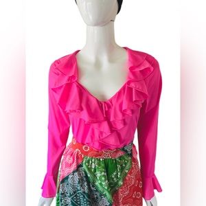 Sold vtg  60’s Mod Shocking Pink Bodysuit